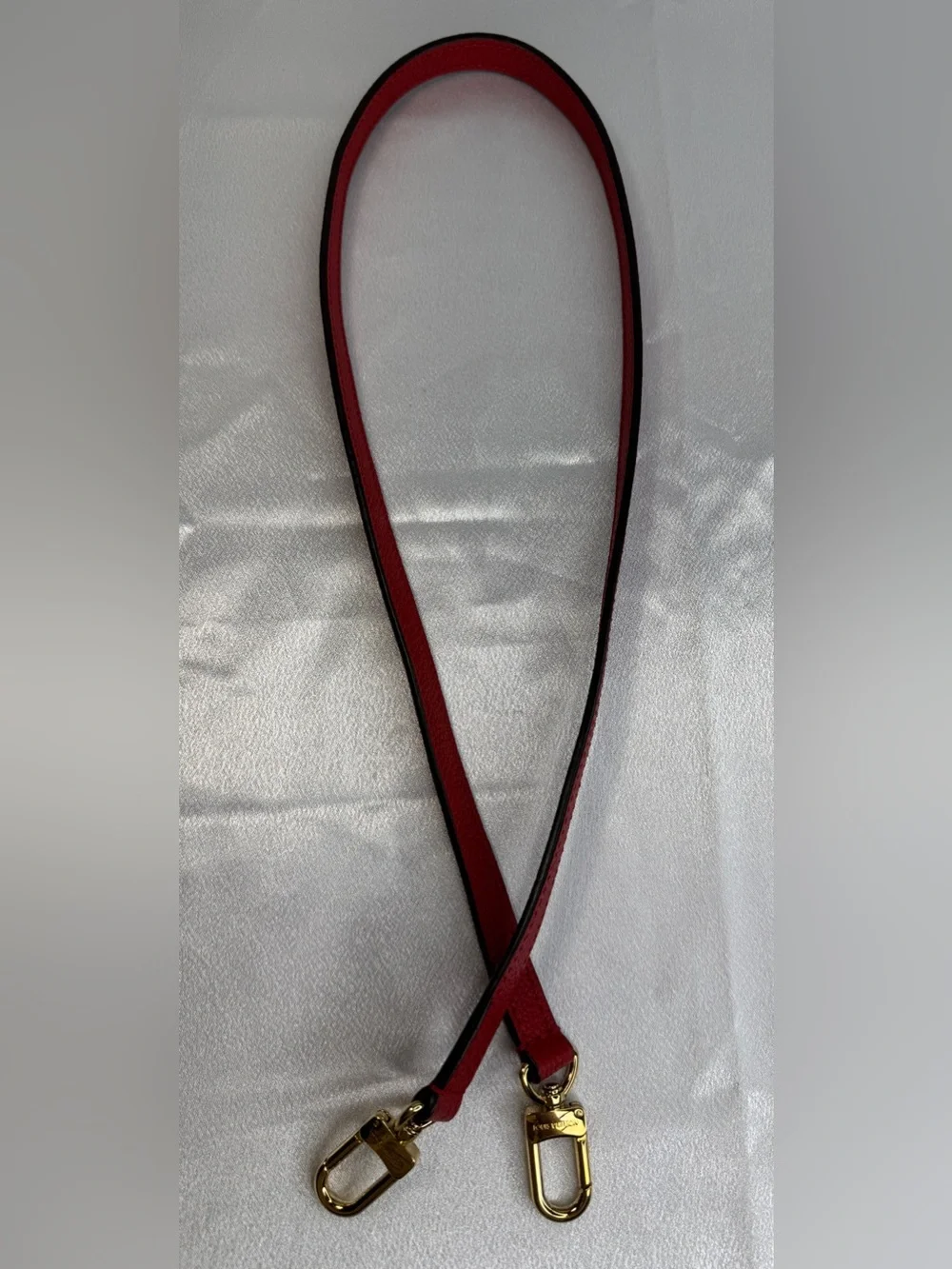 Louis Vuitton Red Leather Strap with Gold Hardware